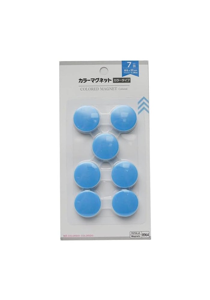Daiso Colored Magnet - 30mm - 1.18in - 7 Pcs - Blue - Image 1